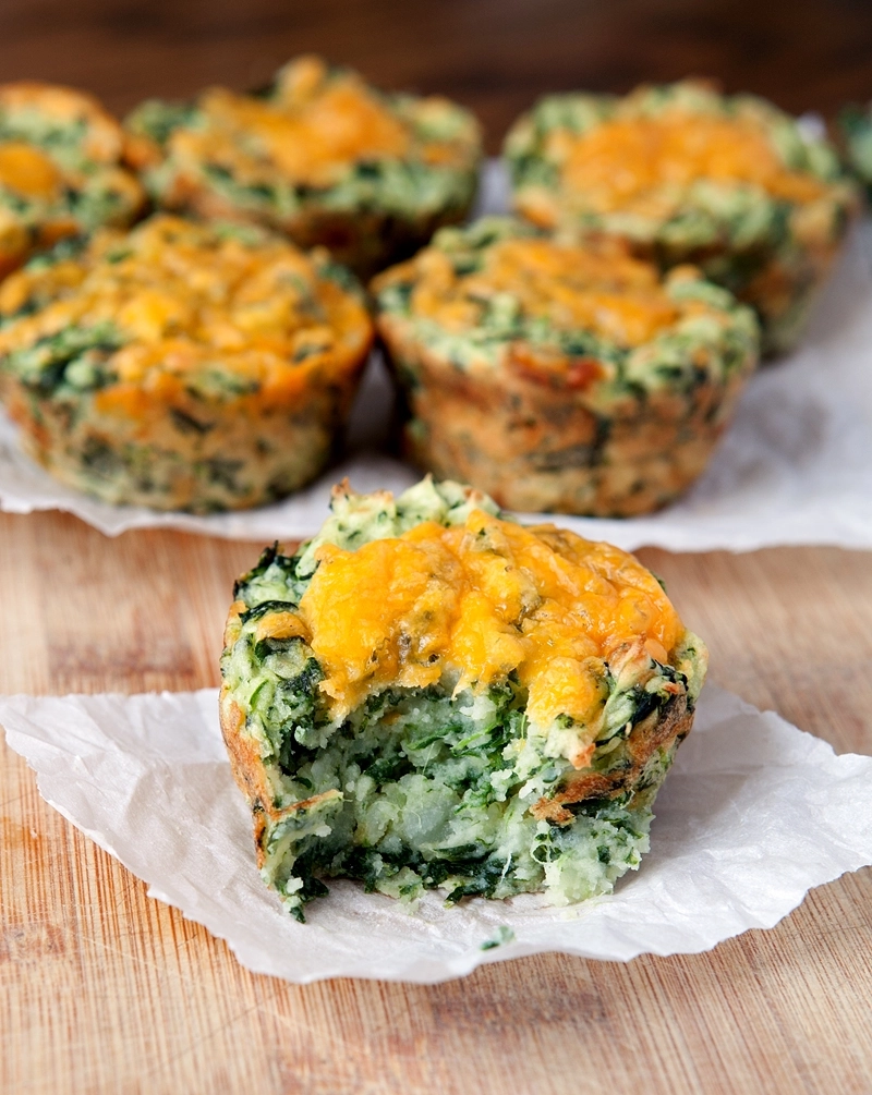 Cheesy spinach mashed potato cups
