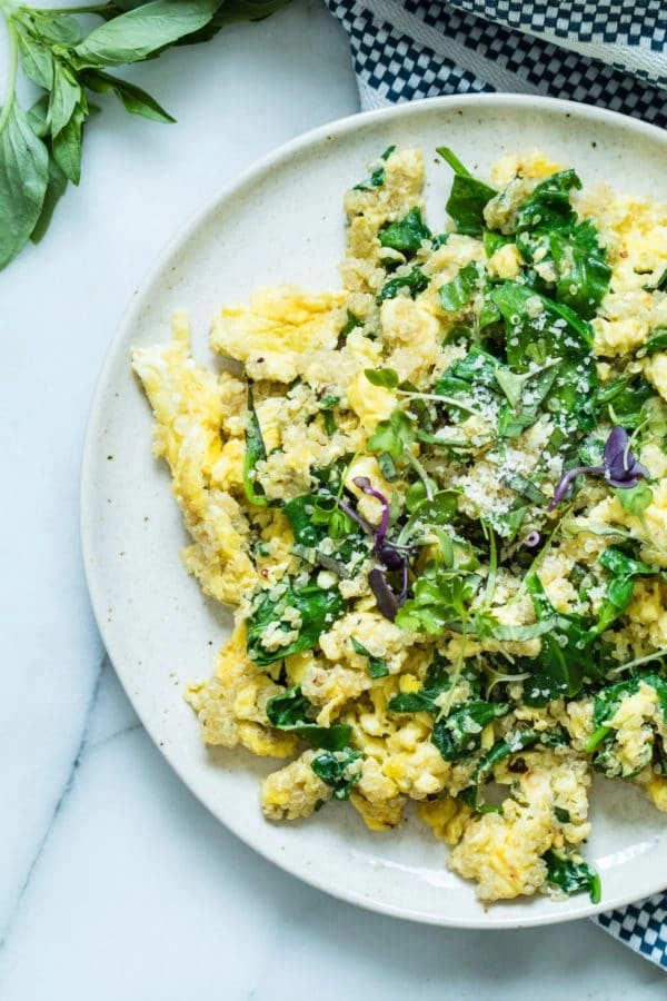 High protein egg scramble with quinoa