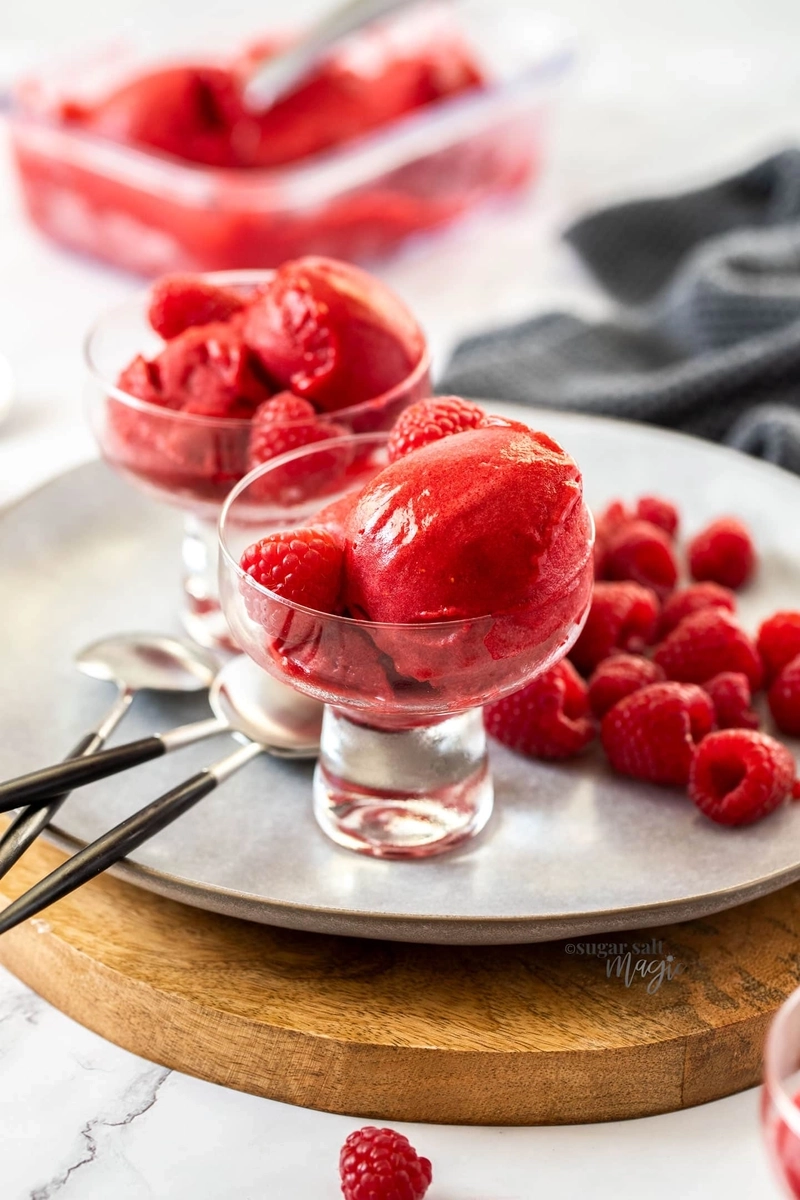 Homemade raspberry sorbet