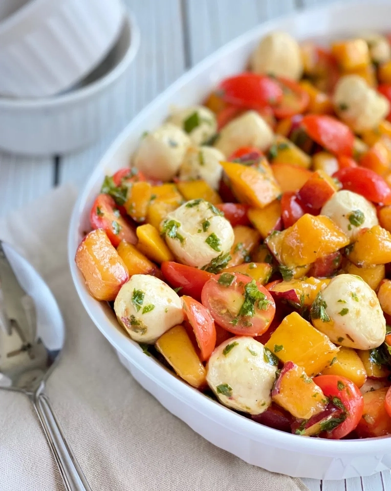 Peach mango caprese salad