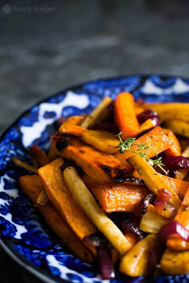 Cider vinaigrette roasted root vegetables