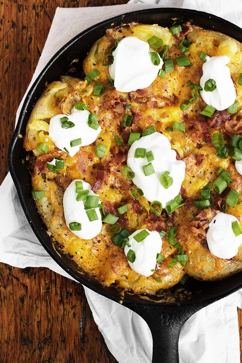 Loaded smashed potato skillet